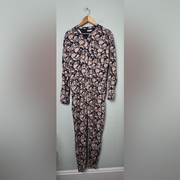 Faherty Linen Blend Savoie Jumpsuit Navy Avignon Meadow Size Small / Medium - Picture 4 of 14